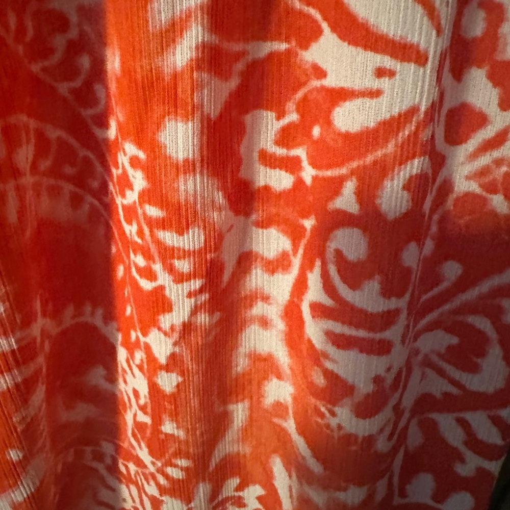 LOFT Size S Orange Short Sleeve Smocked Blouse - Picture 6 of 6